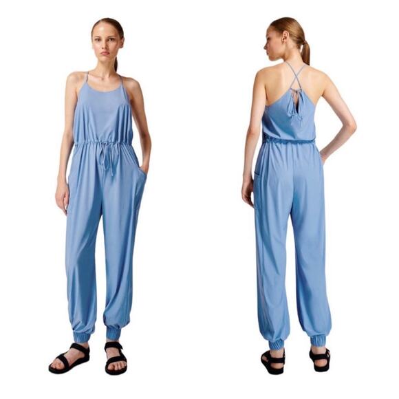 Sweaty Betty Karma Jumpsuit Size 8 Blue Regatta Athleisure Activewear Casual - Picture 1 of 10